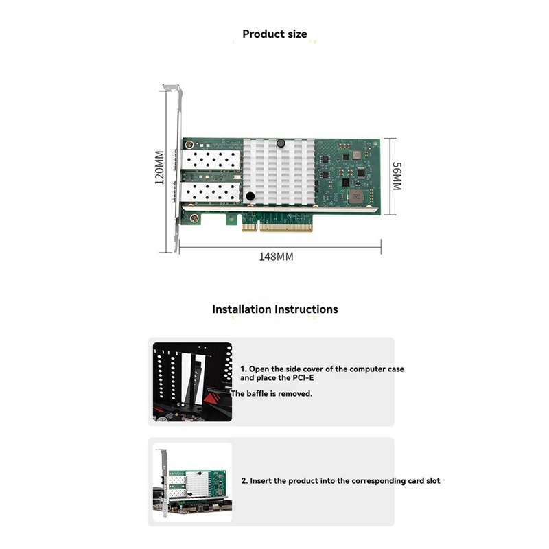 X520-DA1 10Gb SFP+ Çift Bağlan - 10Gb Sfp+ Pcie Network Card Dual Port incelemesi ve fiyatı