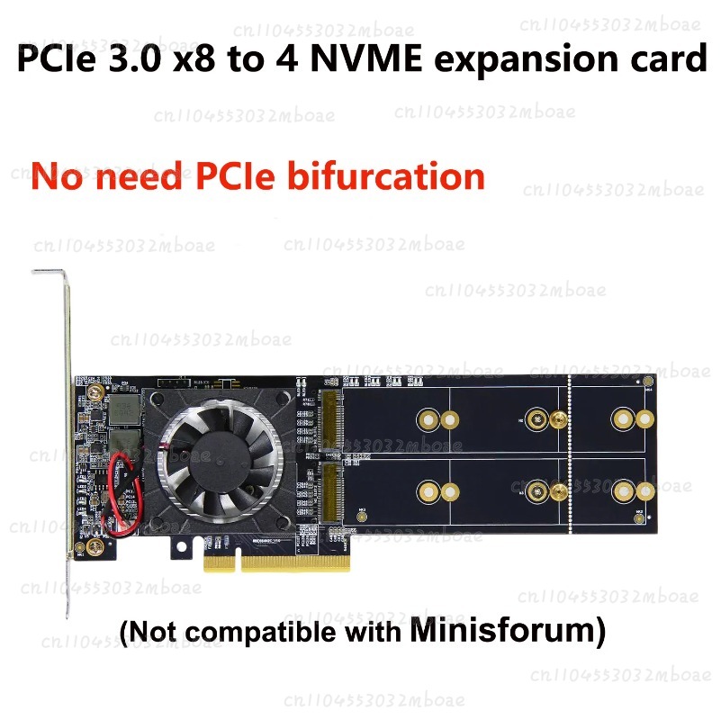 PEX8747 Çip PCIe 3.0 X8 Dörtlü - Quad M.2 Nvme Pcie Bifurcation Card incelemesi ve fiyatı